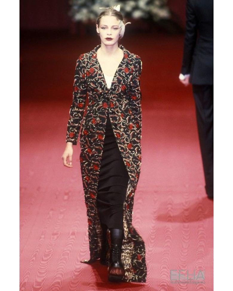 Dolce & Gabbana black silk moiré embellished evening coat, fw 1997 For Sale 4