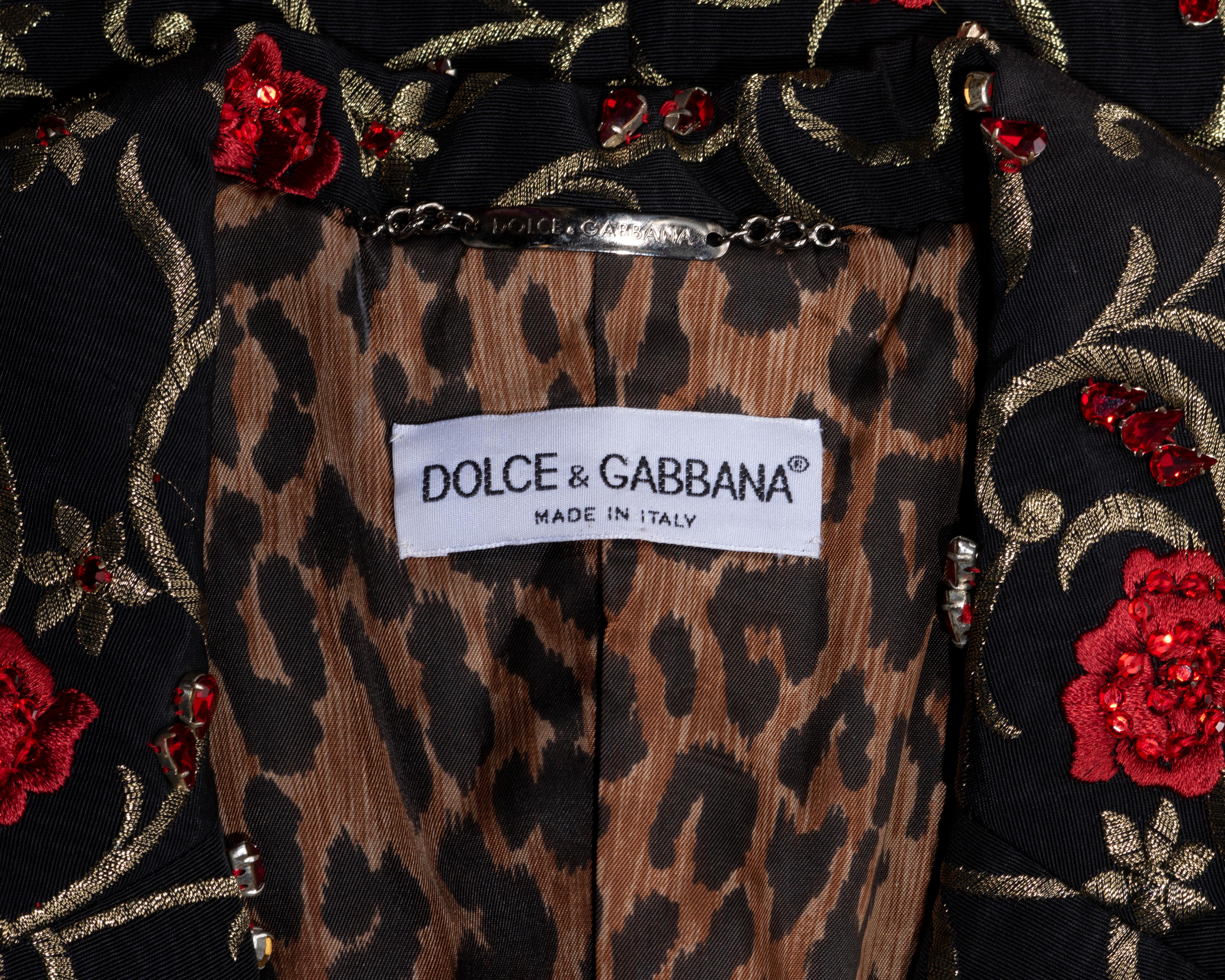 Dolce & Gabbana black silk moiré embellished evening coat, fw 1997 For Sale 5
