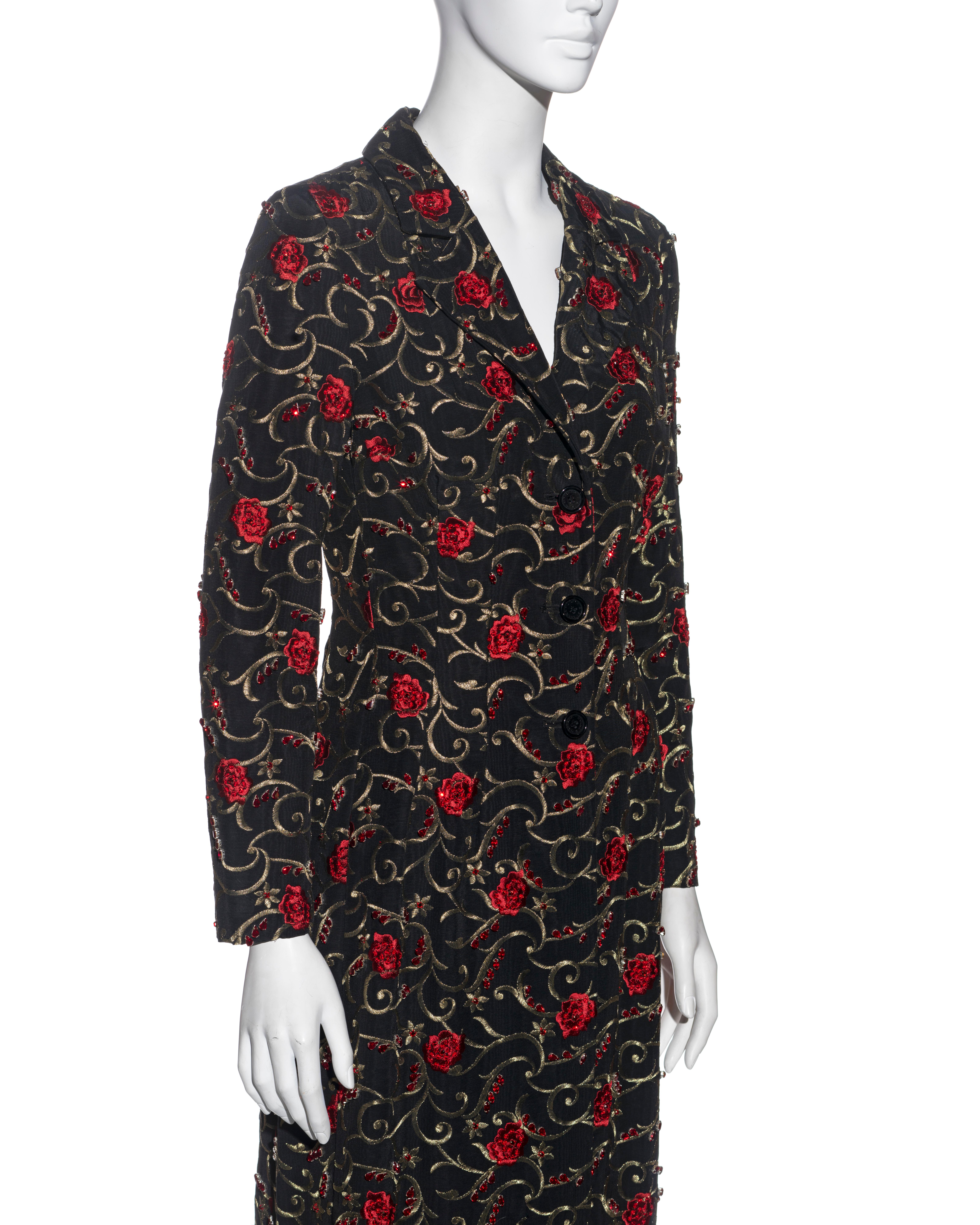 Dolce & Gabbana black silk moiré embellished evening coat, fw 1997 For Sale 1