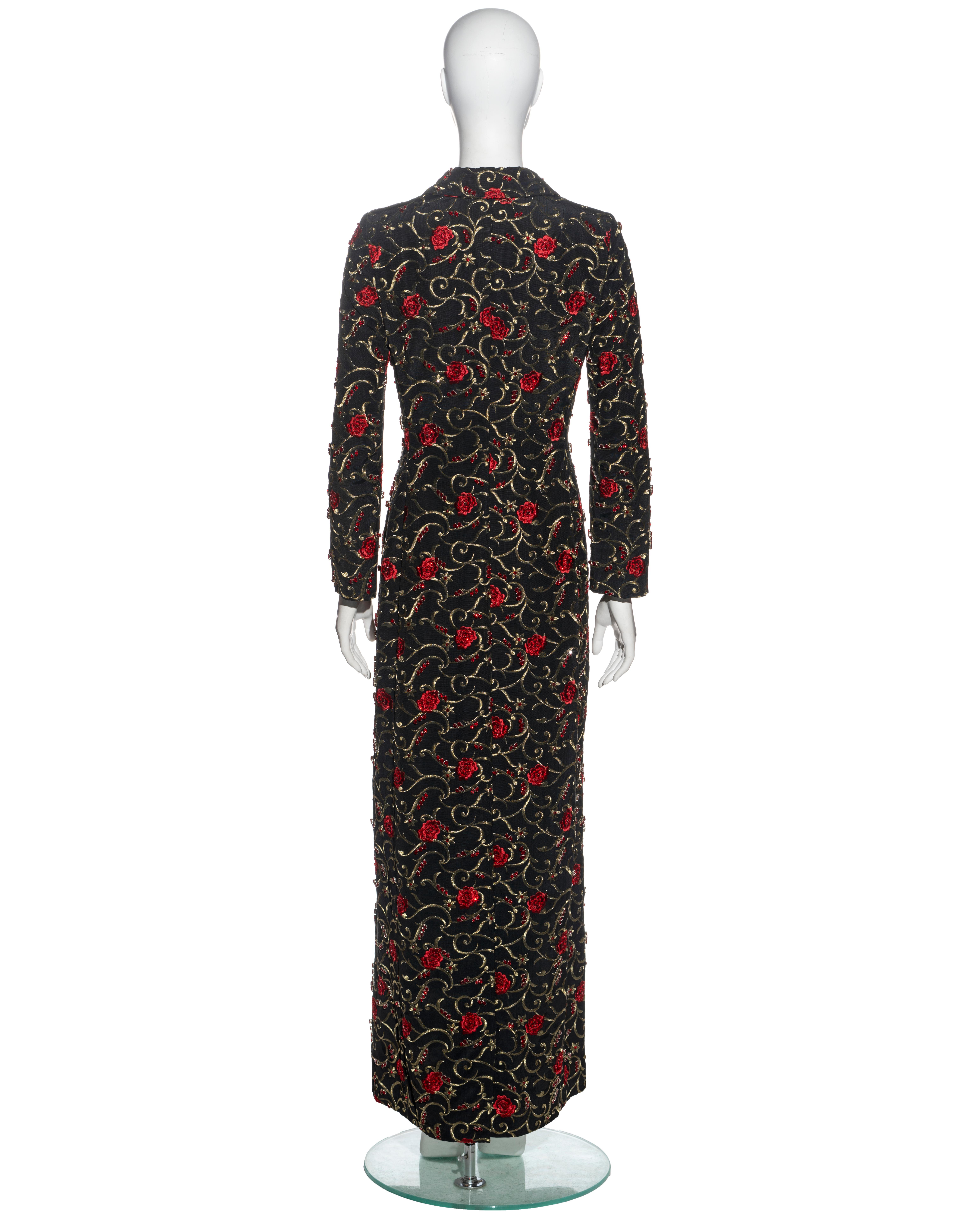 Dolce & Gabbana black silk moiré embellished evening coat, fw 1997 For Sale 2