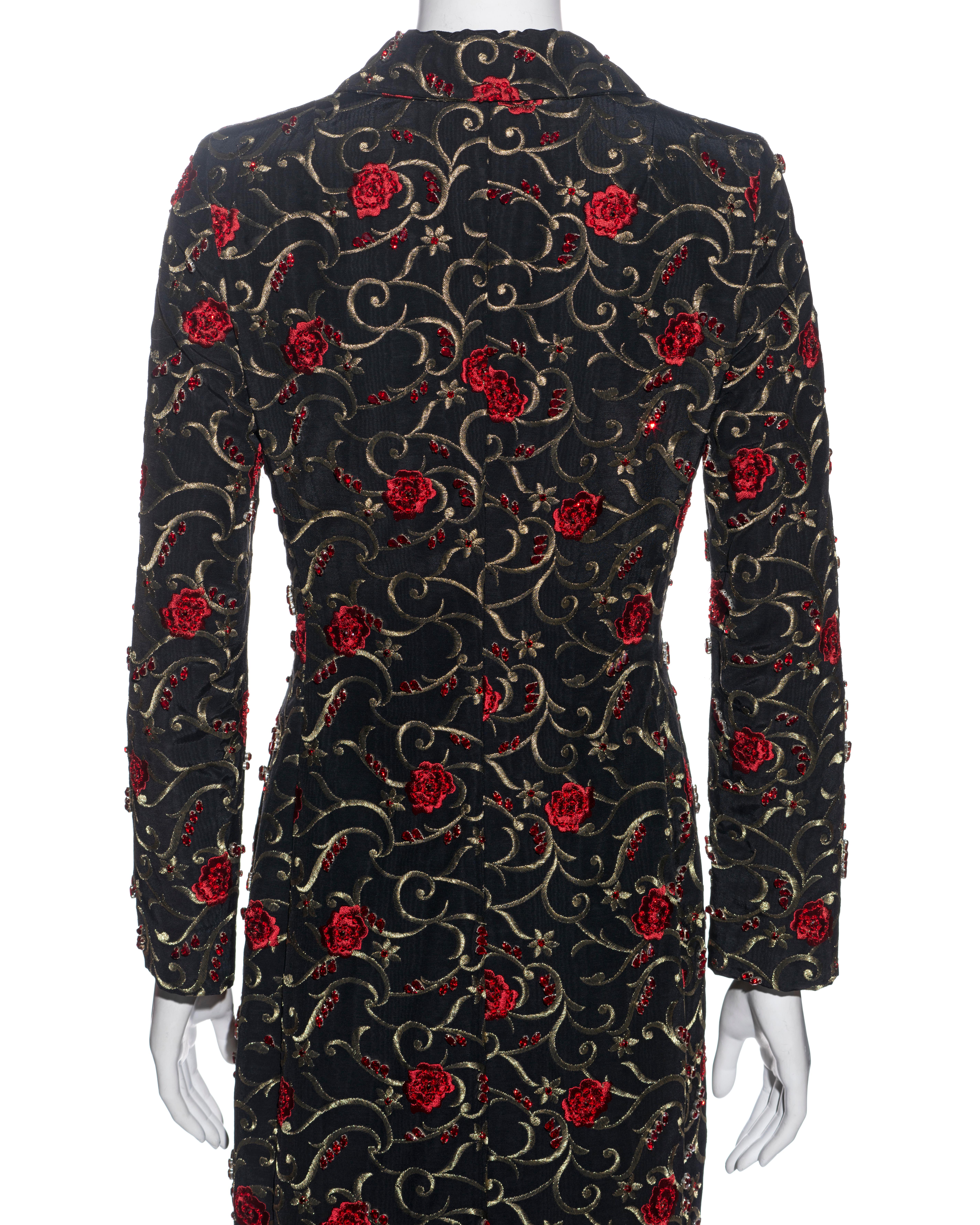 Dolce & Gabbana black silk moiré embellished evening coat, fw 1997 For Sale 3