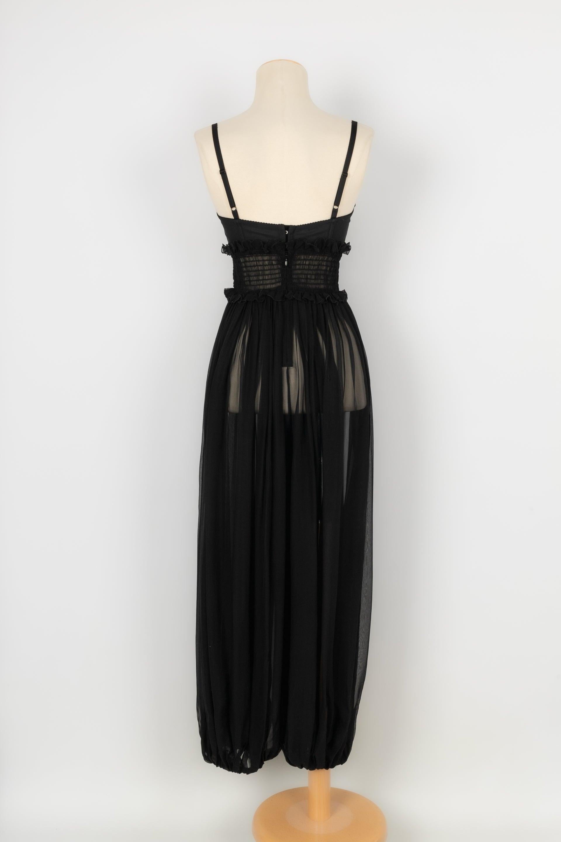 Dolce & Gabbana Black Silk Muslin Dress-Style Jumpsuit In Excellent Condition For Sale In SAINT-OUEN-SUR-SEINE, FR