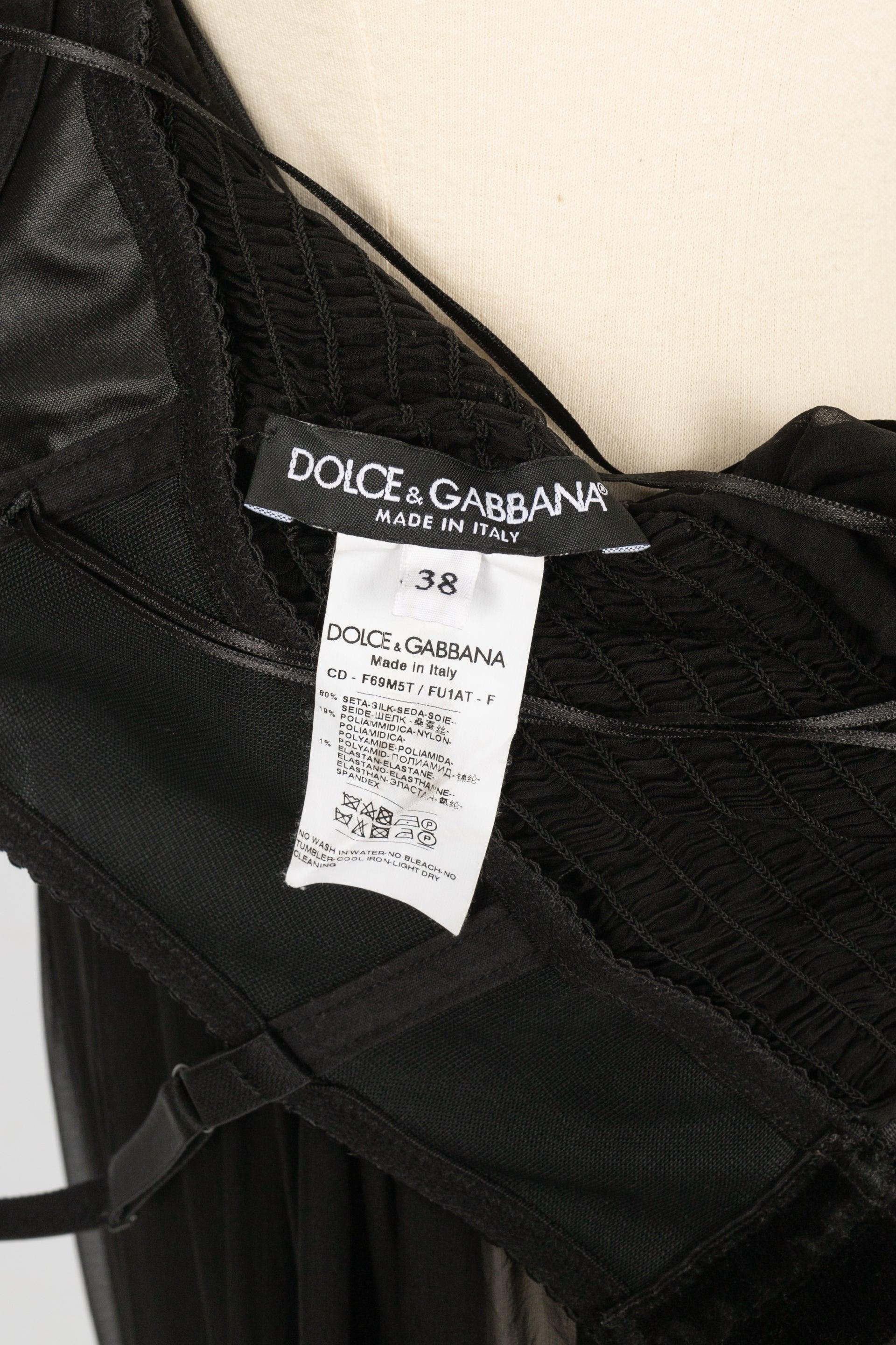 Dolce & Gabbana Schwarzer Seiden-Musselin-Overall im Kleid-Stil im Angebot 3