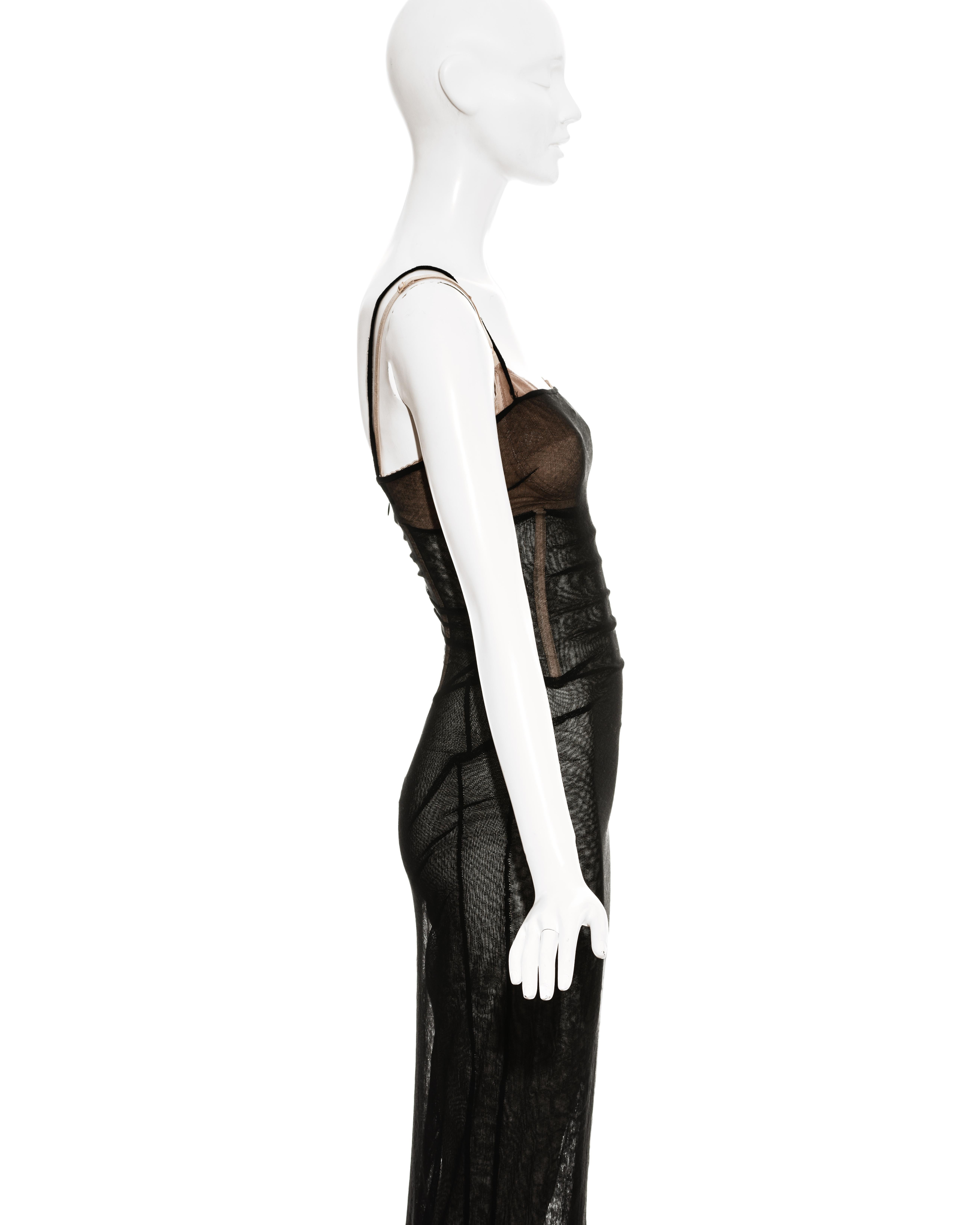 Dolce & Gabbana black silk nylon mesh corseted evening dress, ss 1998 1