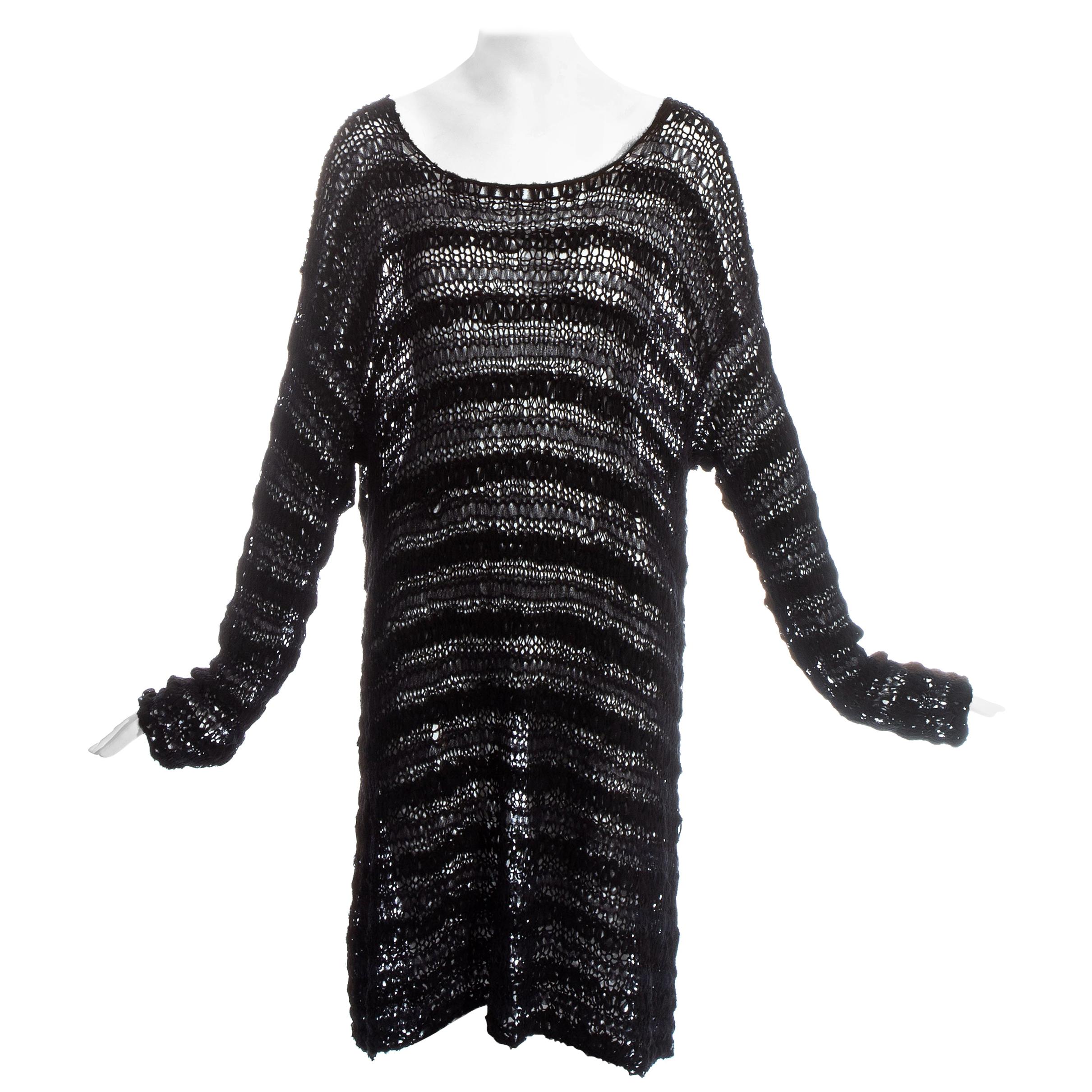 Dolce & Gabbana black silk oversized knitted sweater, ss 1994