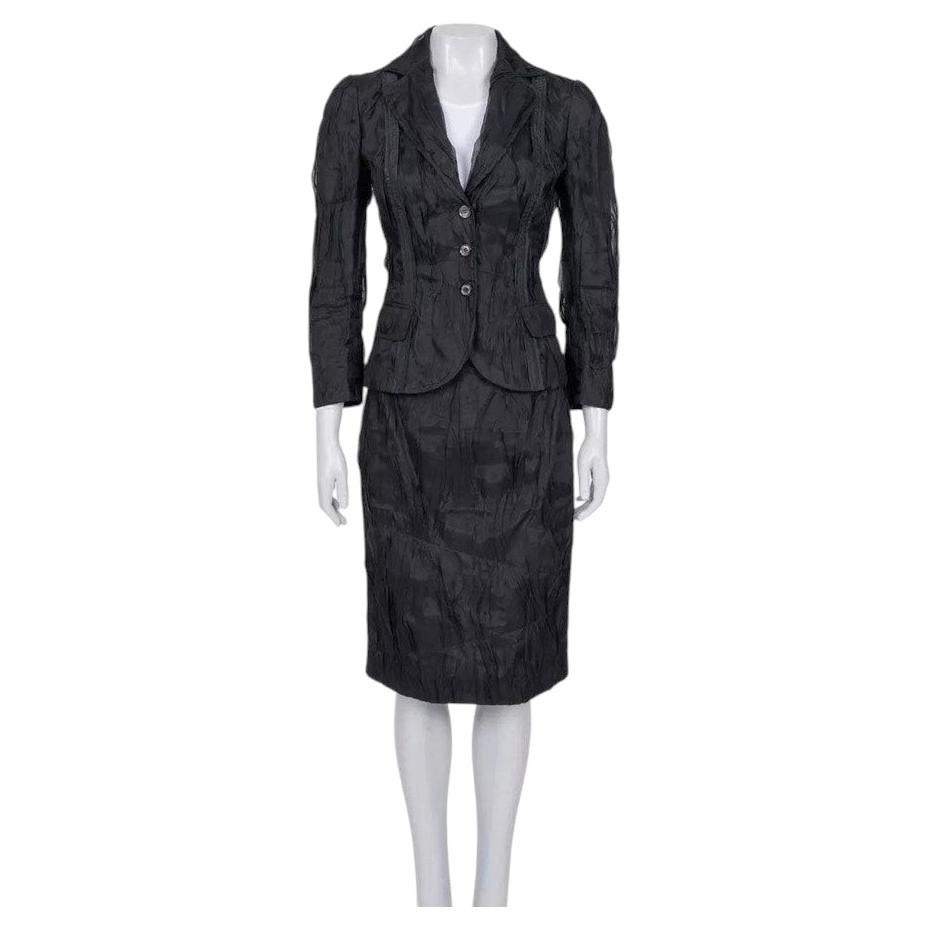 Pre-owned Dolce & Gabbana Black Silk Pleated Suit - It40/s