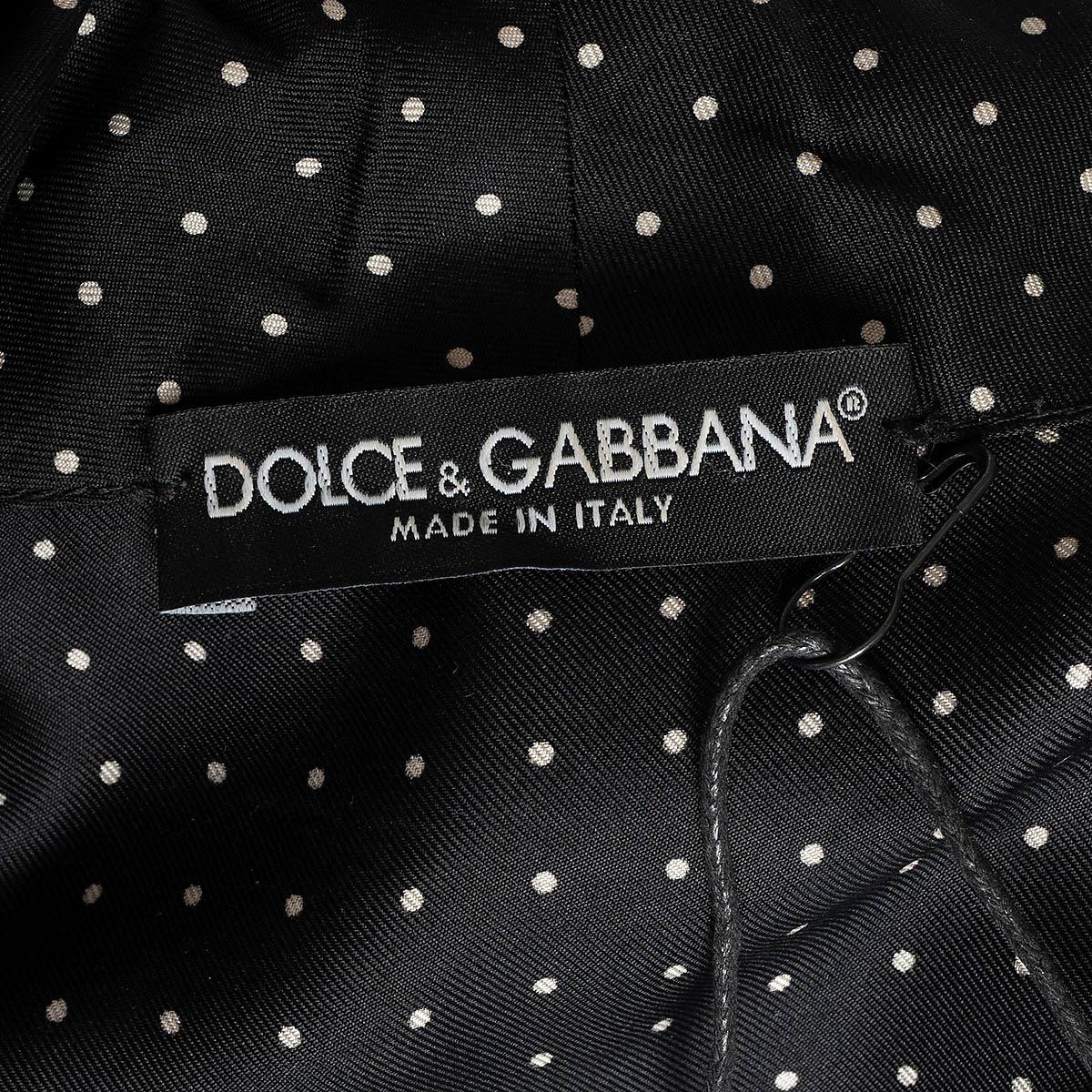 DOLCE & GABBANA black silk POLKA DOT BELTED PAJAMA Blouse Shirt 40 S For Sale 2