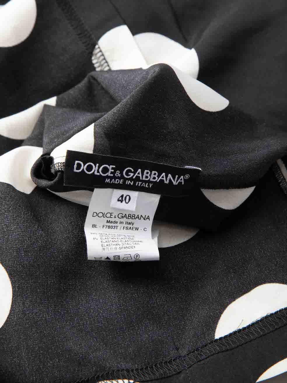 Women's Dolce & Gabbana Black Silk Polka Dot Top Size S For Sale