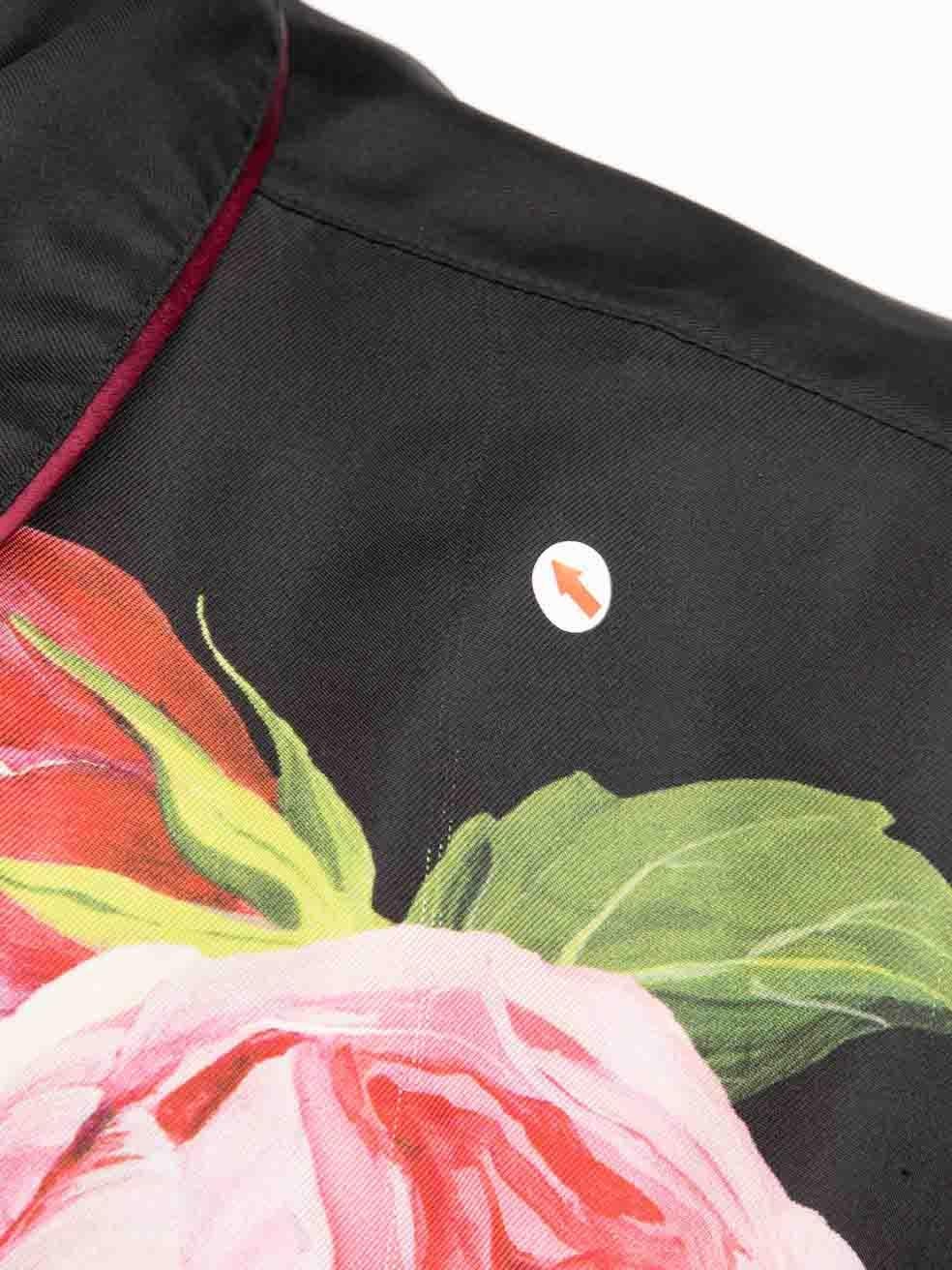 Dolce & Gabbana Black Silk Rose Print Shirt Size XXXL For Sale 4