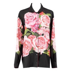 Dolce 
Gabbana - Camicia in seta nera con stampa di rose - taglia XXXL