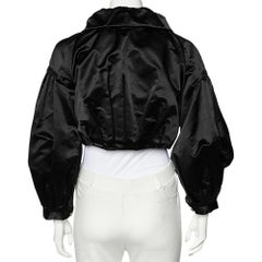 Dolce & Gabbana Black Silk Satin Ruffled Neck Bolero M
