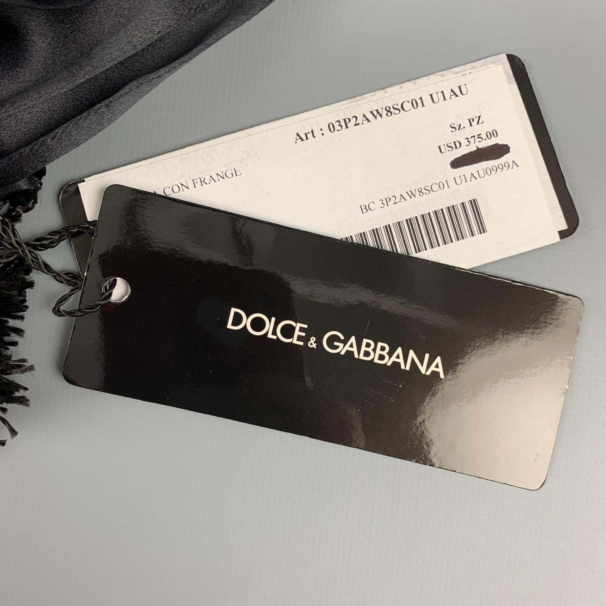 DOLCE & GABBANA Black Silk Satin Scarves For Sale 1