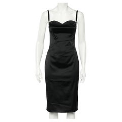 Dolce & Gabbana Black Silk Satin Sheath Dress S