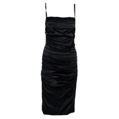 Dolce & Gabbana Black Silk Sleeveless Gathered Dress M