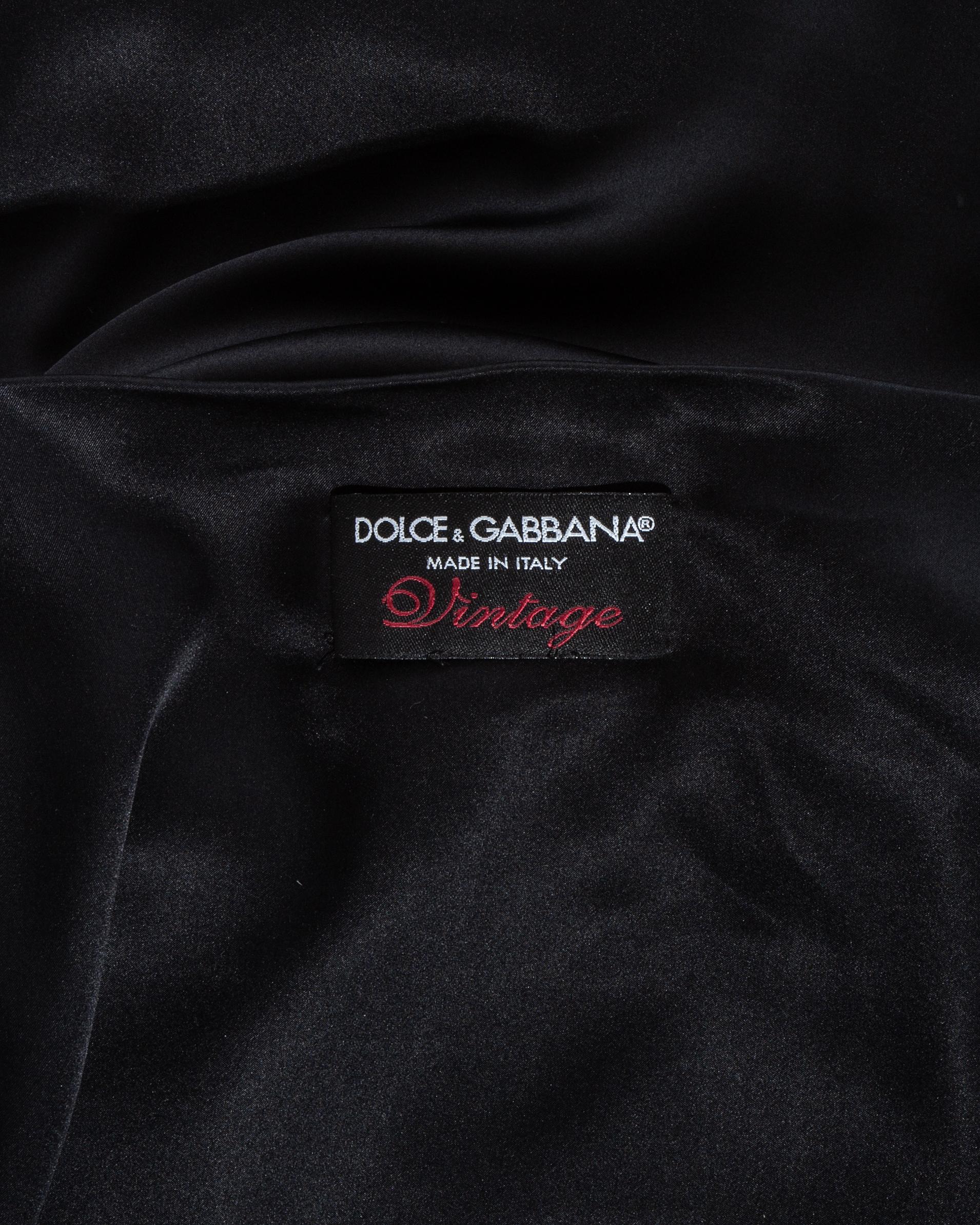 Dolce & Gabbana black silk spandex and leather lace up dress, ss 2003 For Sale 5