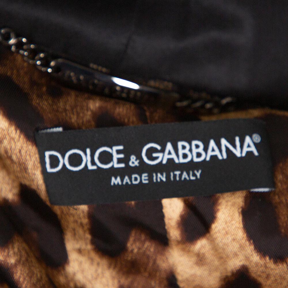 Dolce & Gabbana Black Silk Taffeta One Buttoned Coat L 1