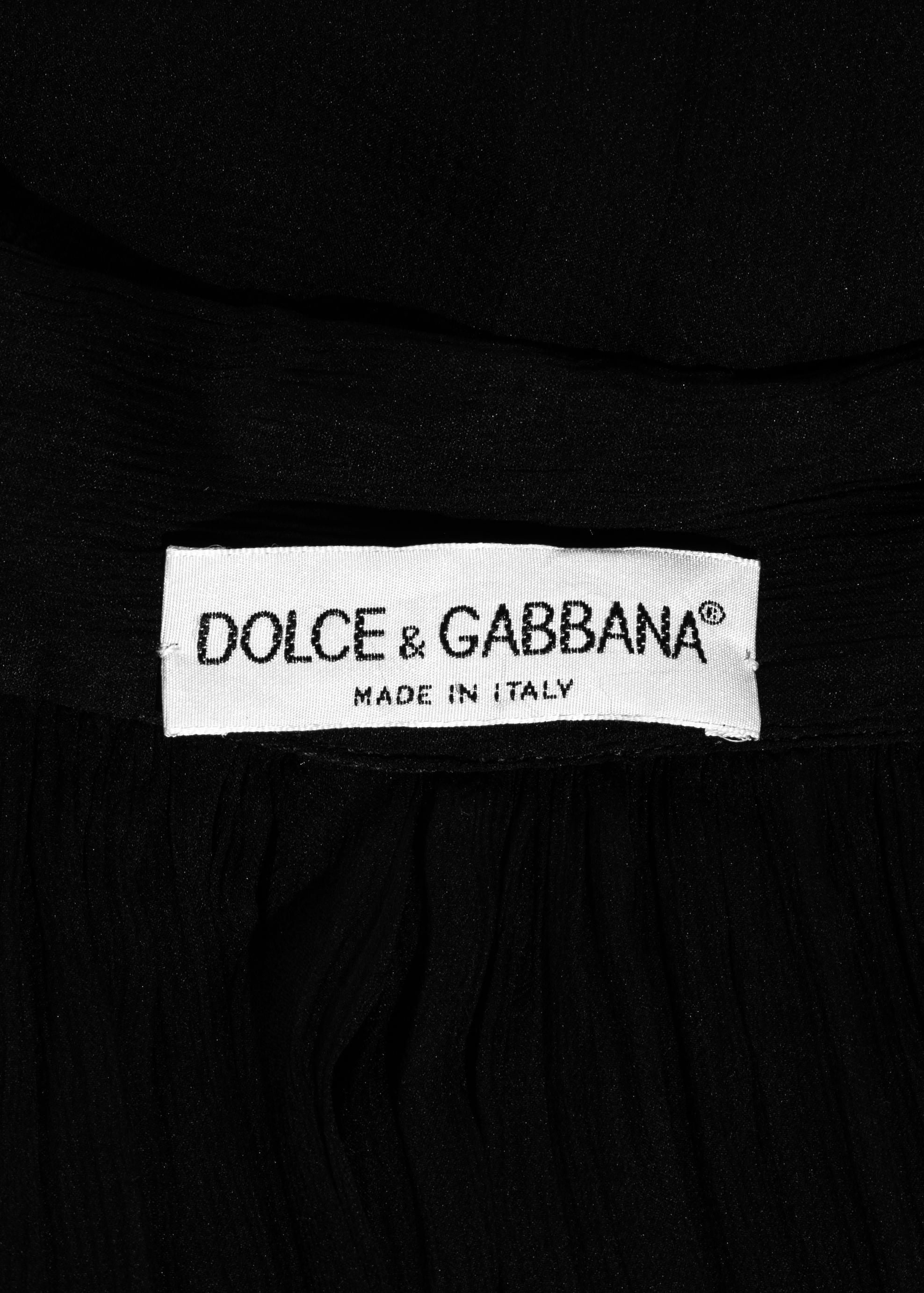 Dolce & Gabbana black silk top and bustled skirt with fringed trim, fw 1993 3