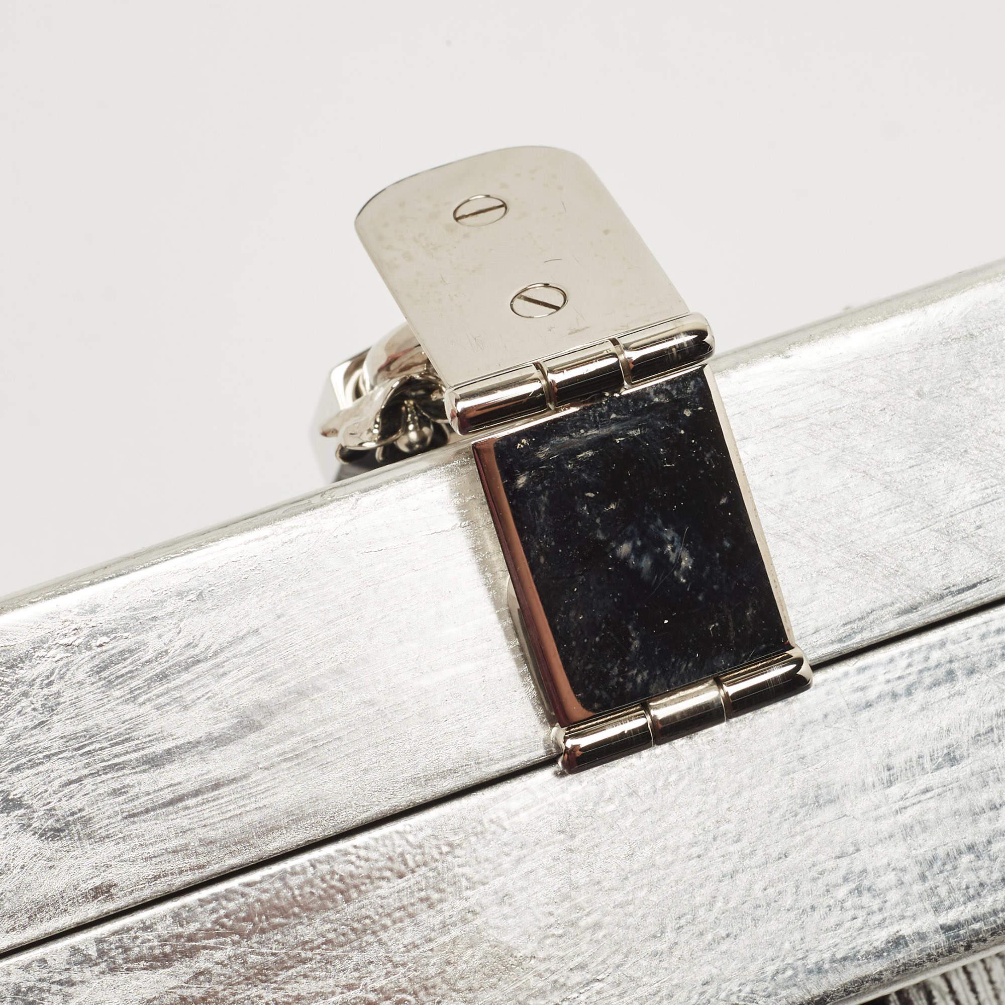 Dolce & Gabbana Black/Silver Croc Embossed and Leather Camera Case Shoulder Bag 3