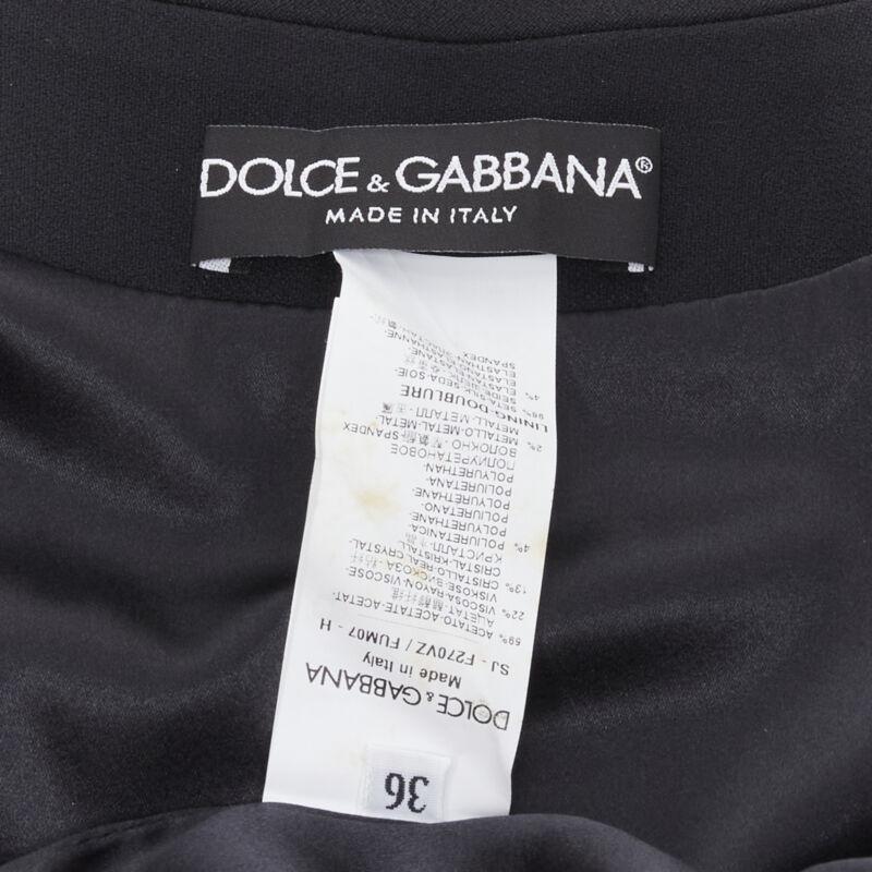 DOLCE GABBANA negro plata cristal strass cuello puño smoking chaqueta IT36 XS en venta 6
