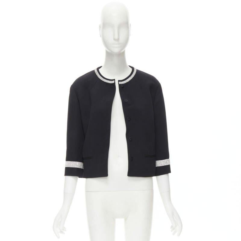 DOLCE GABBANA negro plata cristal strass cuello puño smoking chaqueta IT36 XS en venta 7