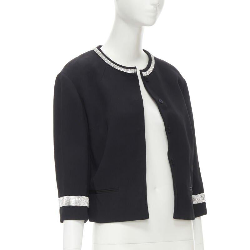 DOLCE GABBANA negro plata cristal strass cuello puño smoking chaqueta IT36 XS Negro en venta