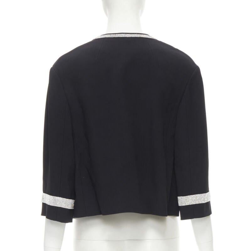 De las mujeres DOLCE GABBANA negro plata cristal strass cuello puño smoking chaqueta IT36 XS en venta