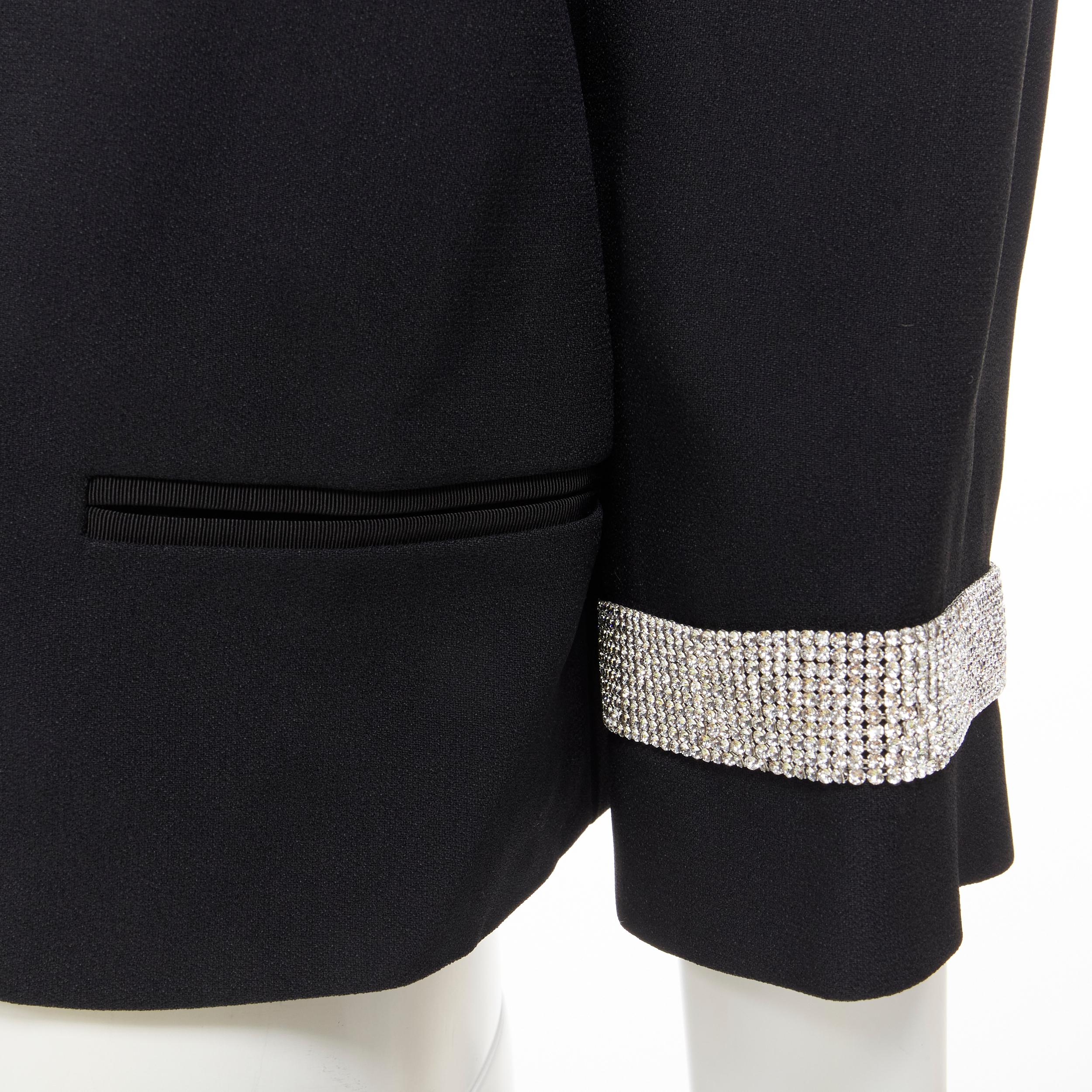 DOLCE GABBANA black silver crystal rhinestone collar cuff dinner jacket IT36 XS For Sale 1
