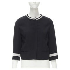DOLCE GABBANA Schwarze Silber Kristall Strass Kragen-Manschettenjacke IT36 XS