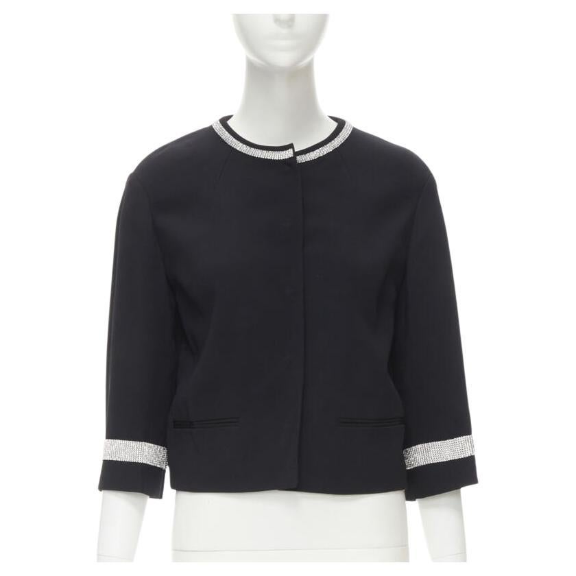 DOLCE GABBANA negro plata cristal strass cuello puño smoking chaqueta IT36 XS en venta