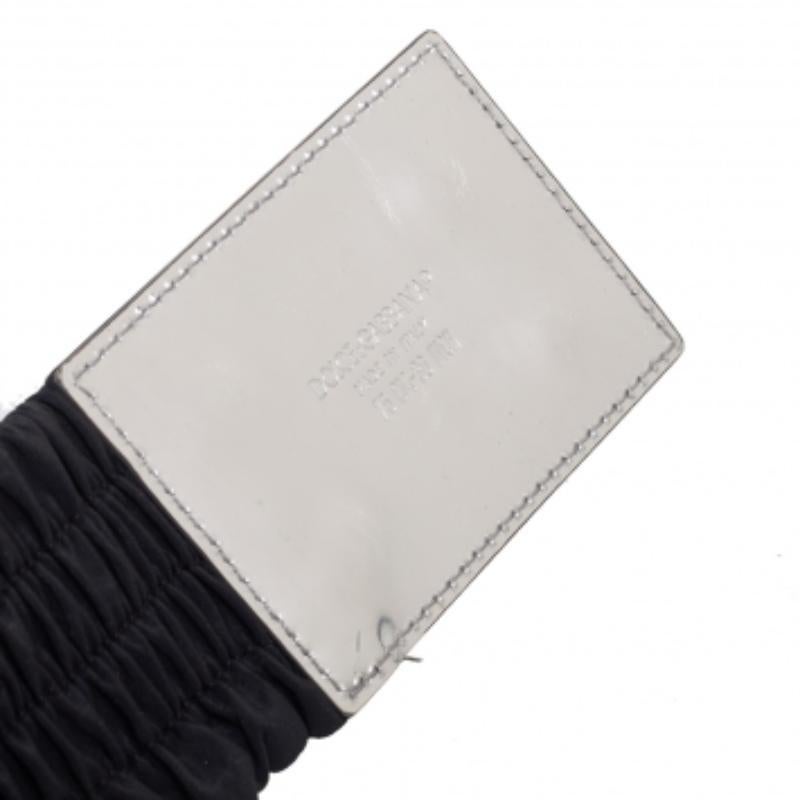 Women's Dolce & Gabbana Black/Silver Fabric and Patent Leather Wide Waist Belt 75CM
