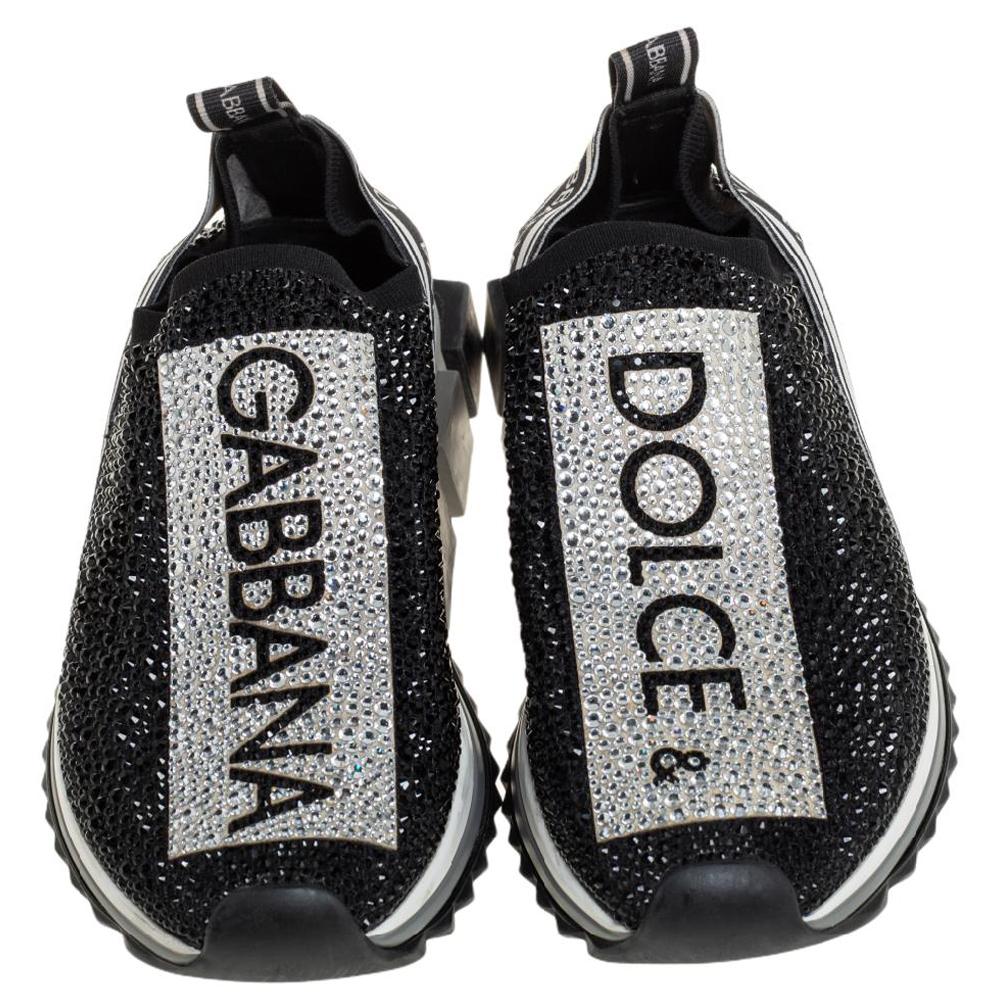 Women's Dolce & Gabbana Black/Silver Fabric Sorrento Sneakers Size 37