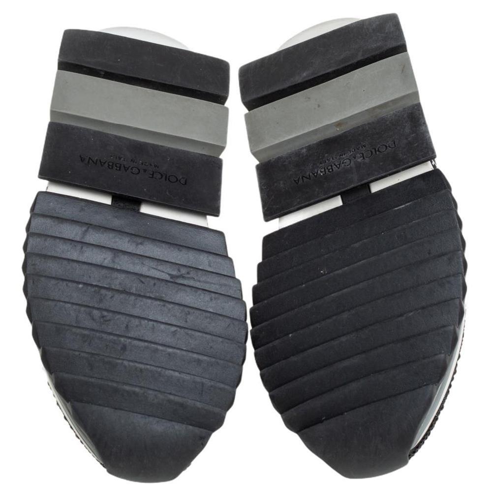 Dolce & Gabbana Black/Silver Fabric Sorrento Sneakers Size 37 1
