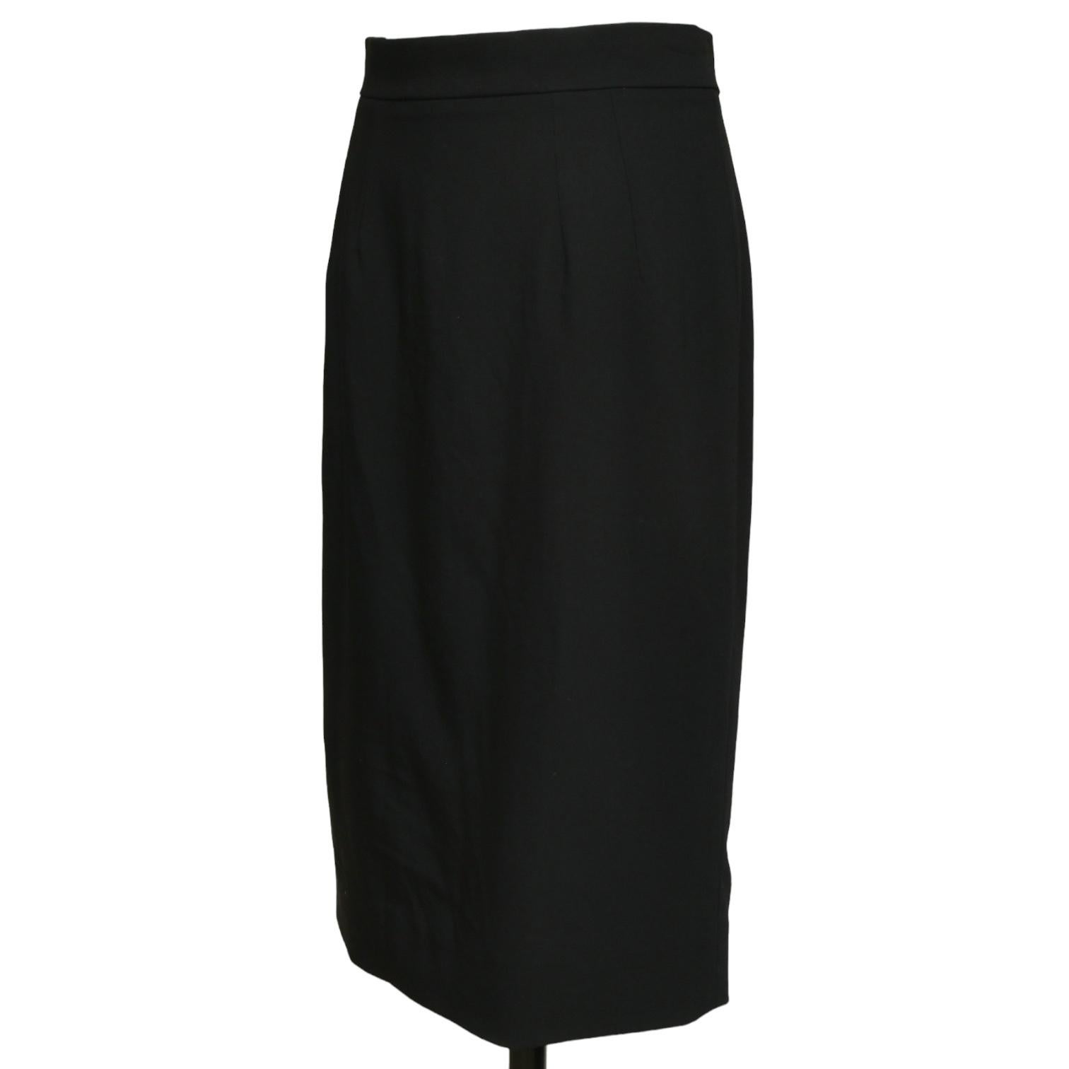 DOLCE & GABBANA Black Skirt Knee Length Leopard Print Pencil Clothing Sz 42 In Good Condition For Sale In Hollywood, FL