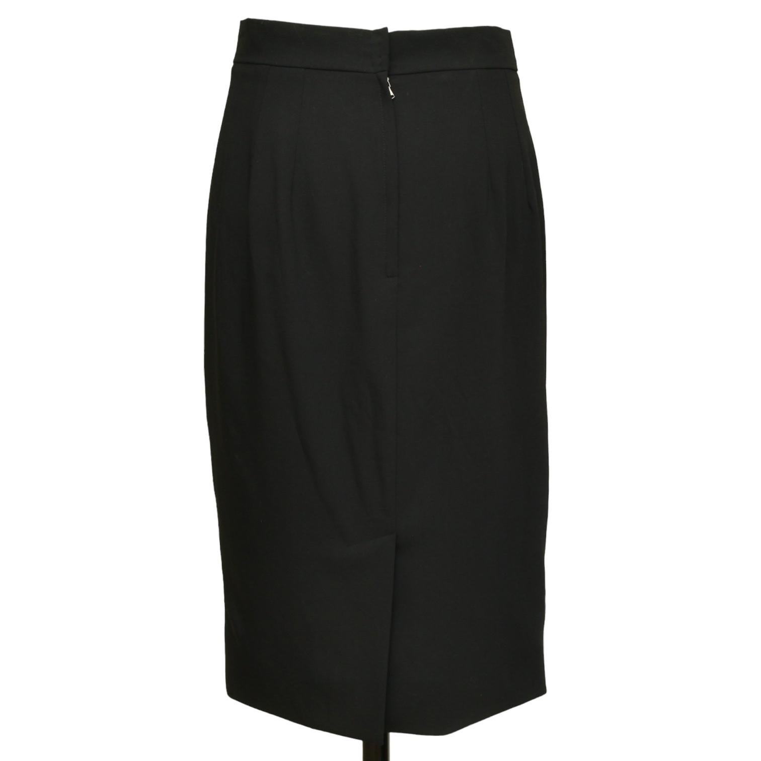 Women's DOLCE & GABBANA Black Skirt Knee Length Leopard Print Pencil Clothing Sz 42 For Sale
