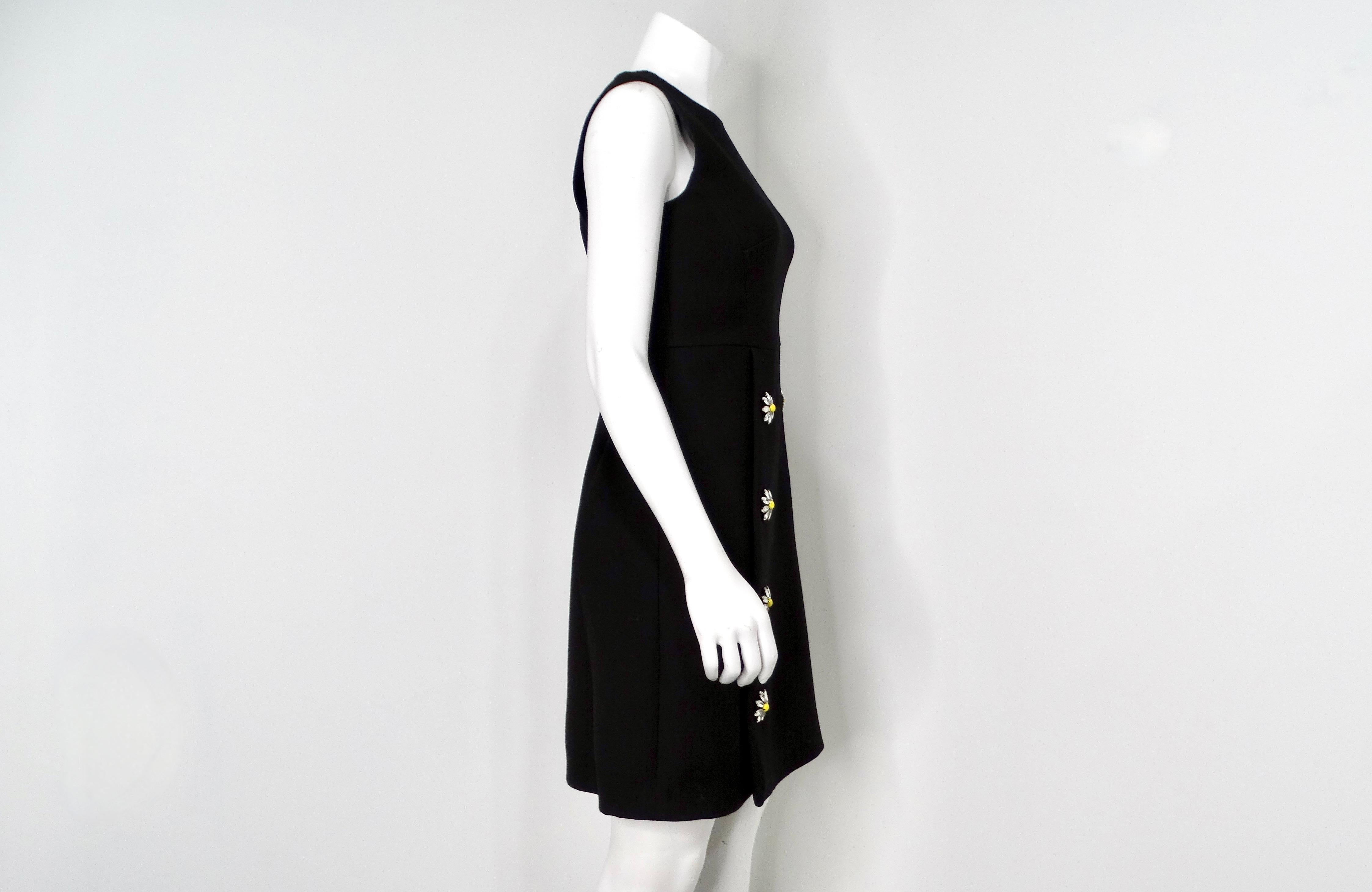 Dolce & Gabbana Black Sleeveless Dress With Daisy Crystal Accents For Sale 2