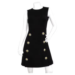 Dolce & Gabbana Black Sleeveless Dress With Daisy Crystal Accents