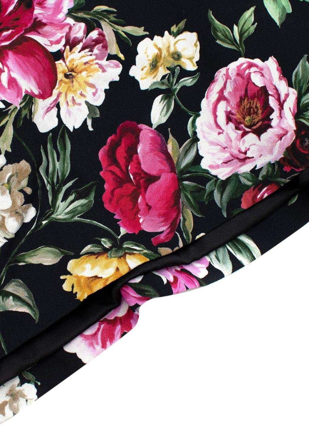 Women's Dolce & Gabbana Black Sleeveless Floral Print Midi Dress - US 8 For Sale