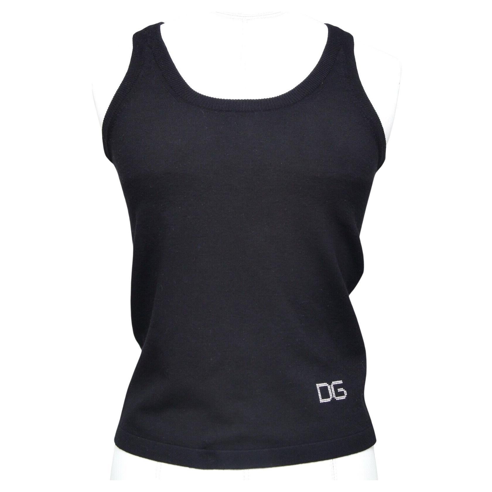 Top Sans Manches Dolce & Gabbana Cachemire Noir Taille 44 IT (M) - Neuf Avec étiquettes
