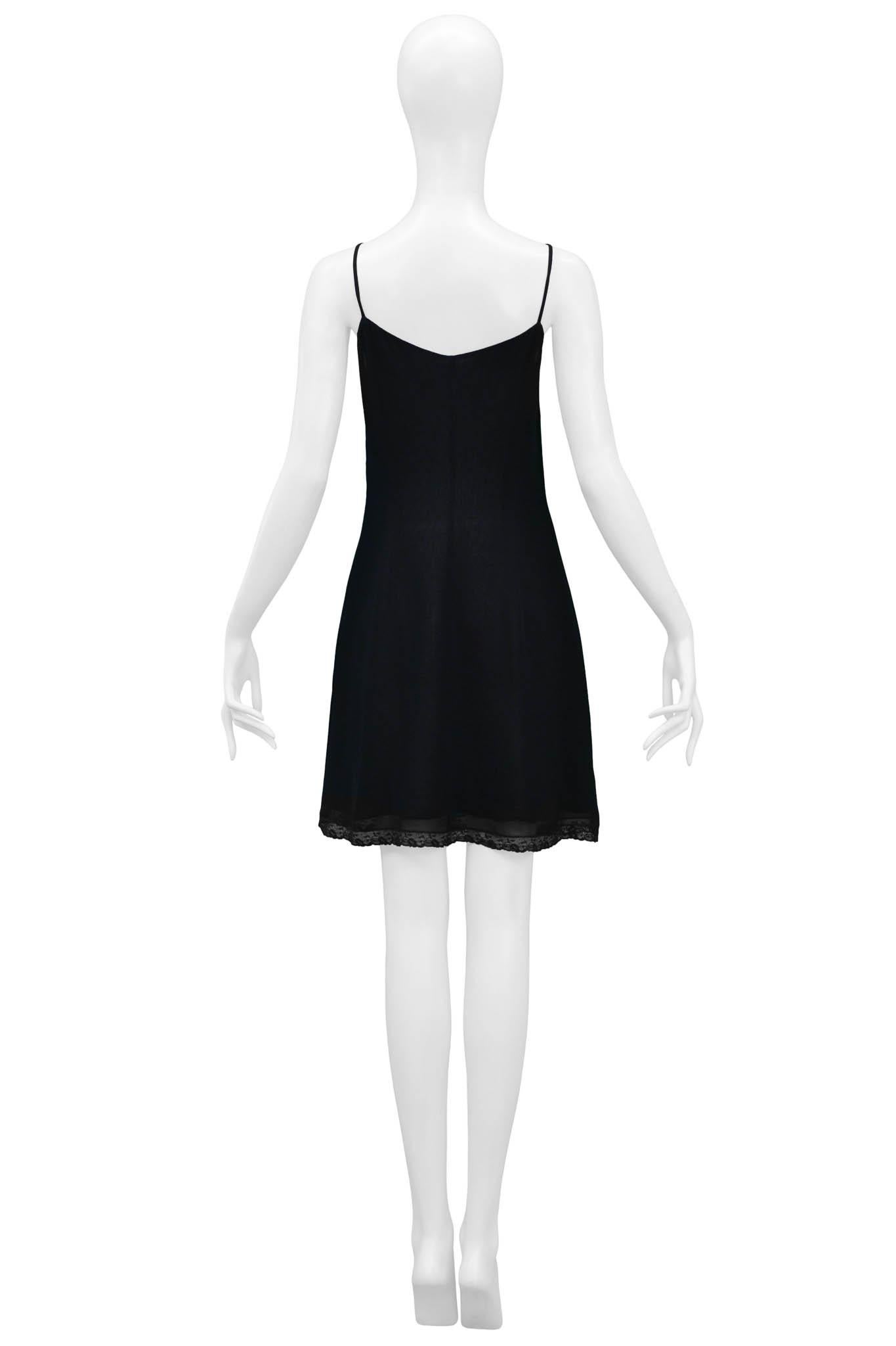 Dolce & Gabbana Black Slip Dress With Lace Trim In Excellent Condition For Sale In Los Angeles, CA