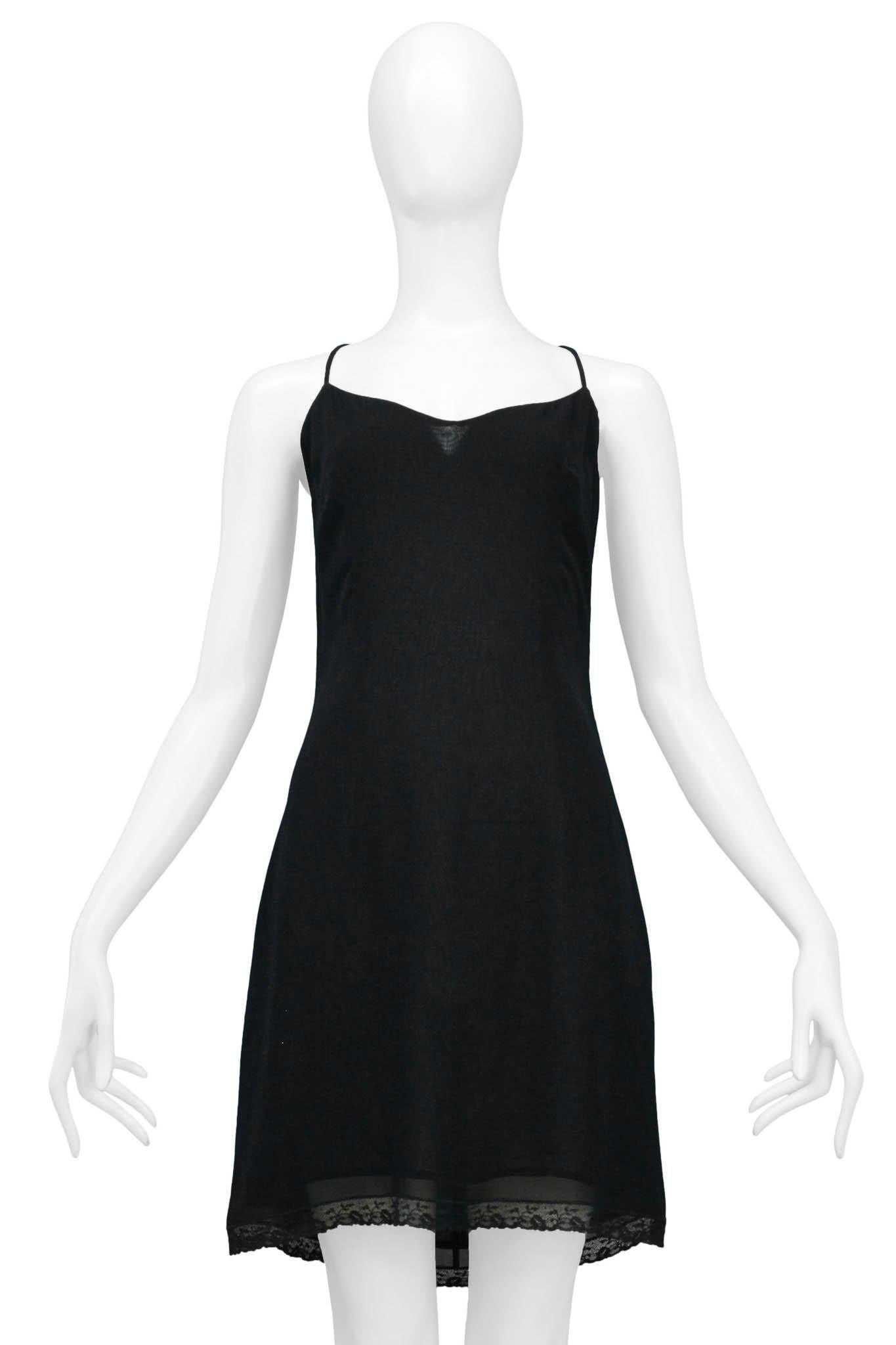 Women's or Men's Dolce & Gabbana Black Slip Dress With Lace Trim For Sale