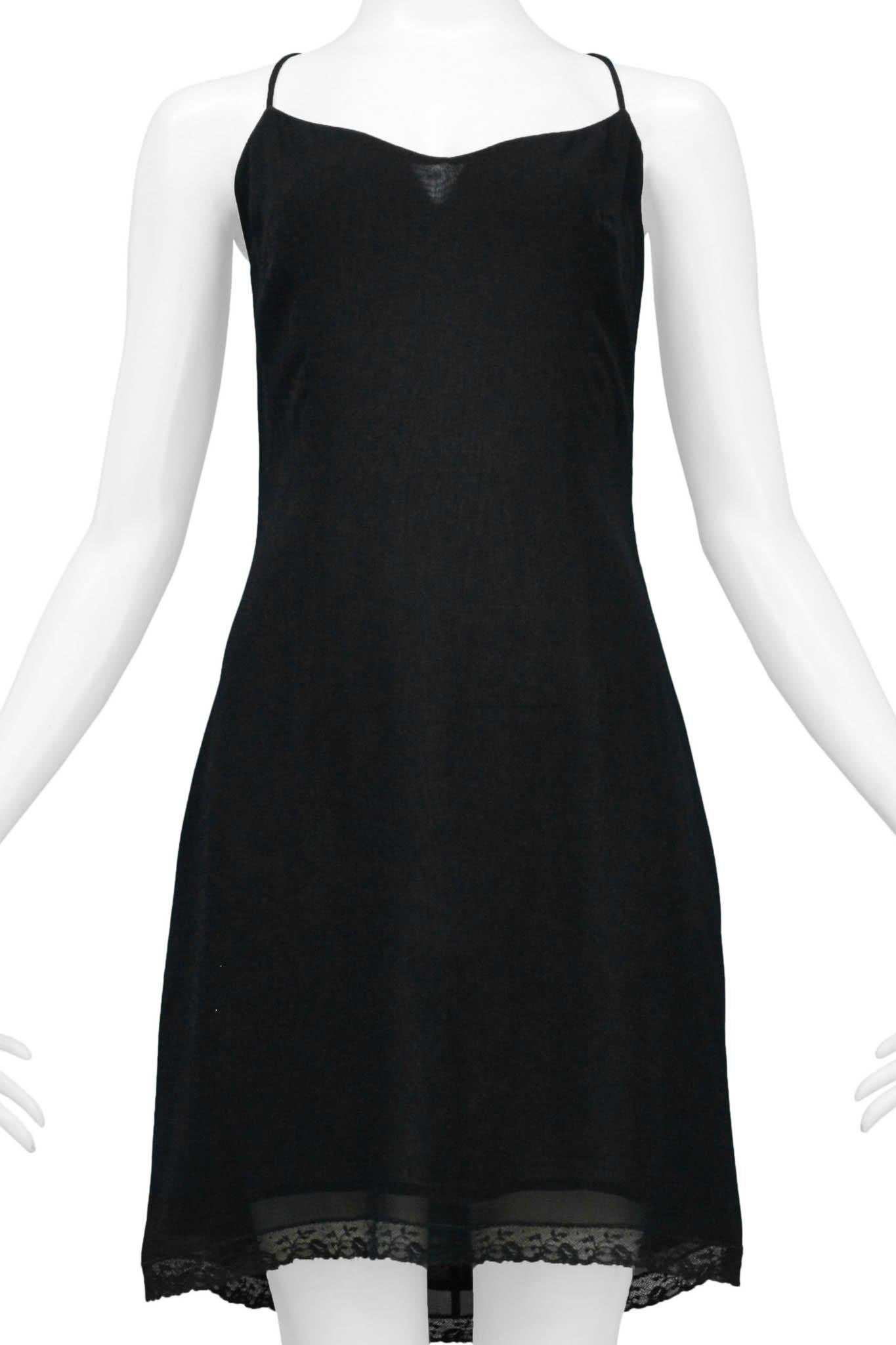 Dolce & Gabbana Black Slip Dress With Lace Trim For Sale 1