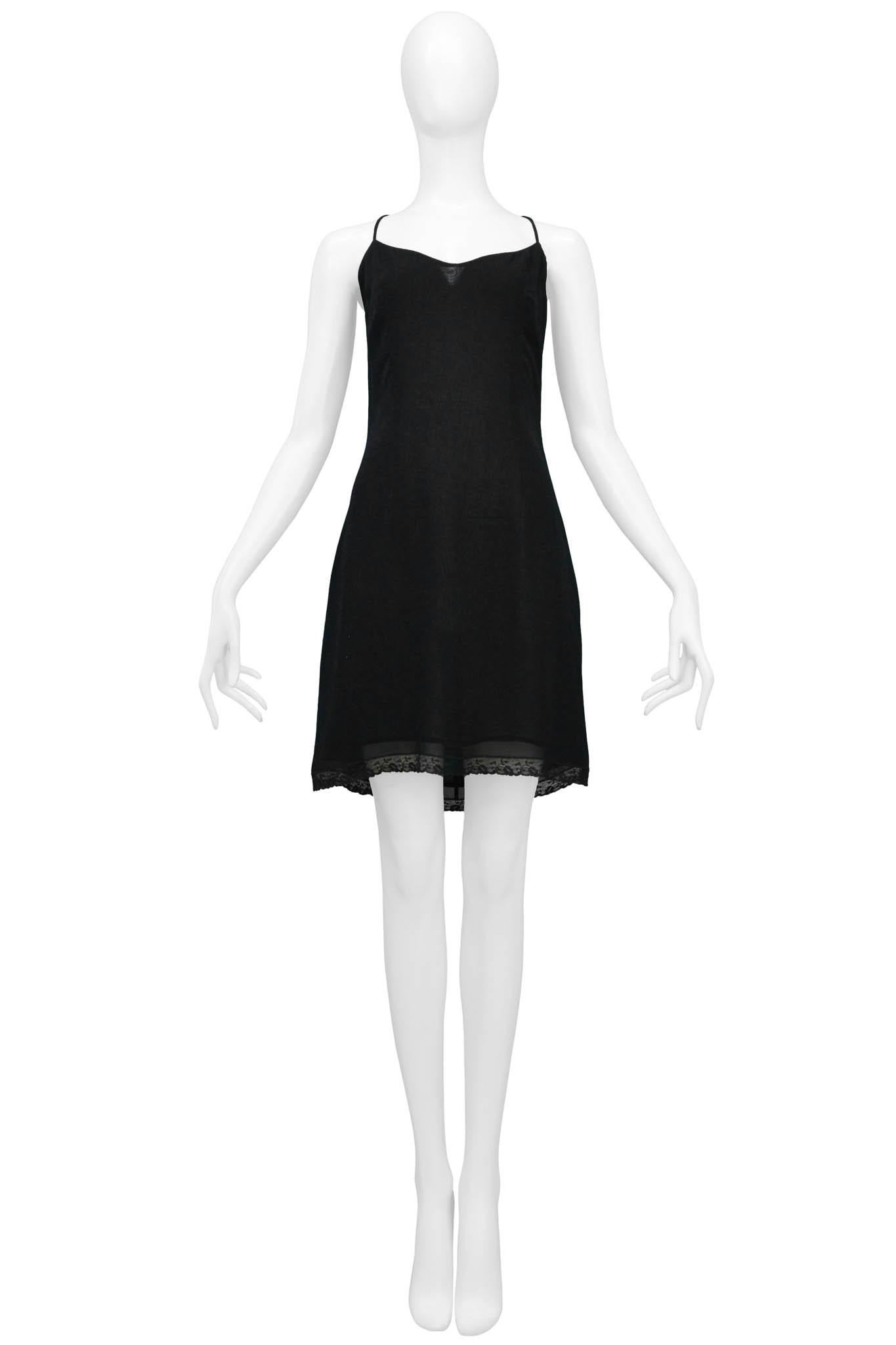 Dolce & Gabbana Black Slip Dress With Lace Trim For Sale 3