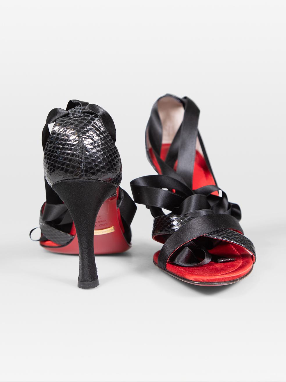 Nero Dolce & Gabbana - Sandali in raso e serpente nero Taglia IT 36,5 in vendita