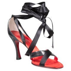 Dolce & Gabbana Sandales en serpent et satin noir Taille IT 36.5