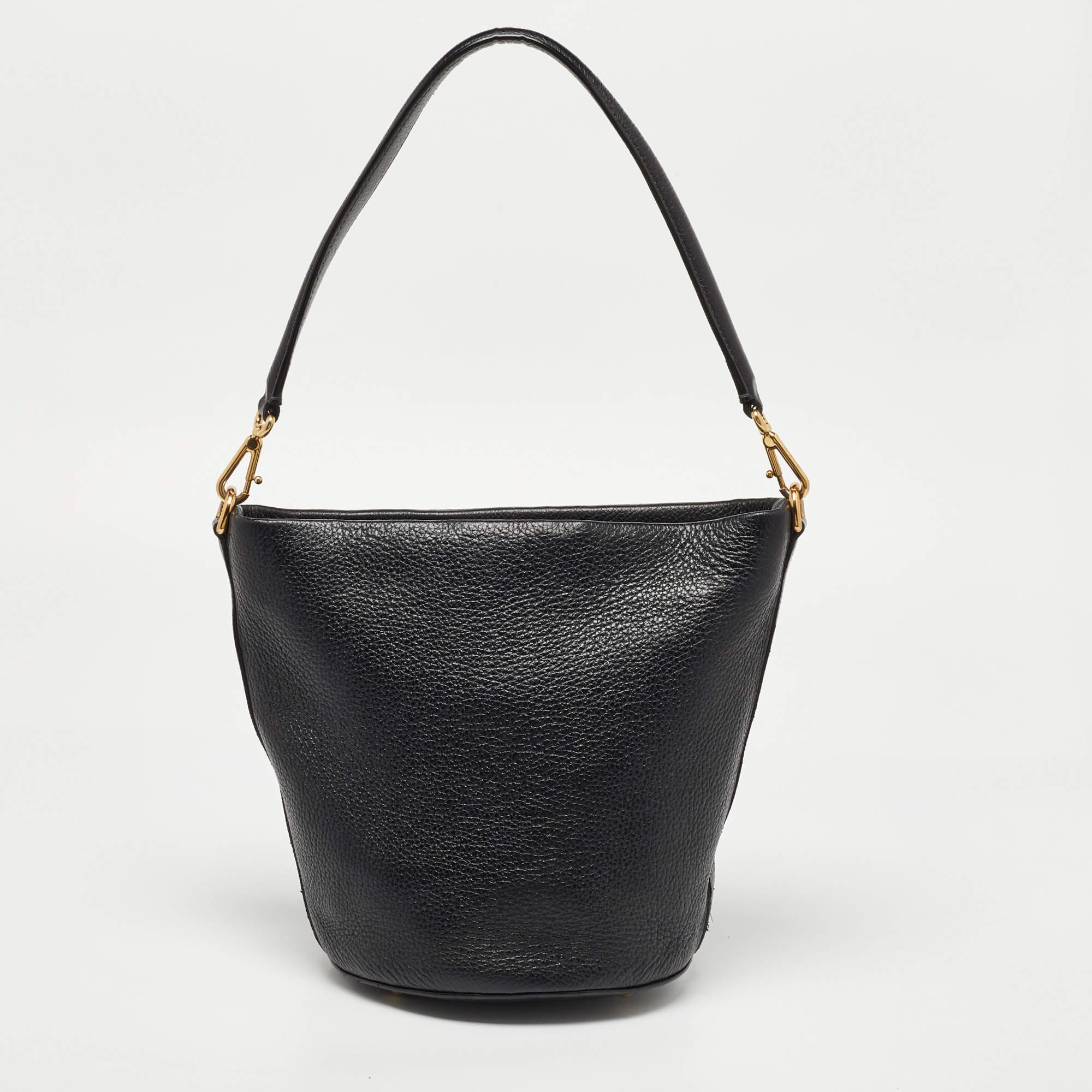 Dolce & Gabbana Black Soft Leather Bucket Bag For Sale 5