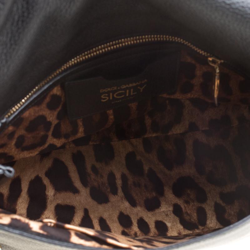 Dolce & Gabbana Schwarzes weiches Leder Große Sicily Top Handle Tasche 2