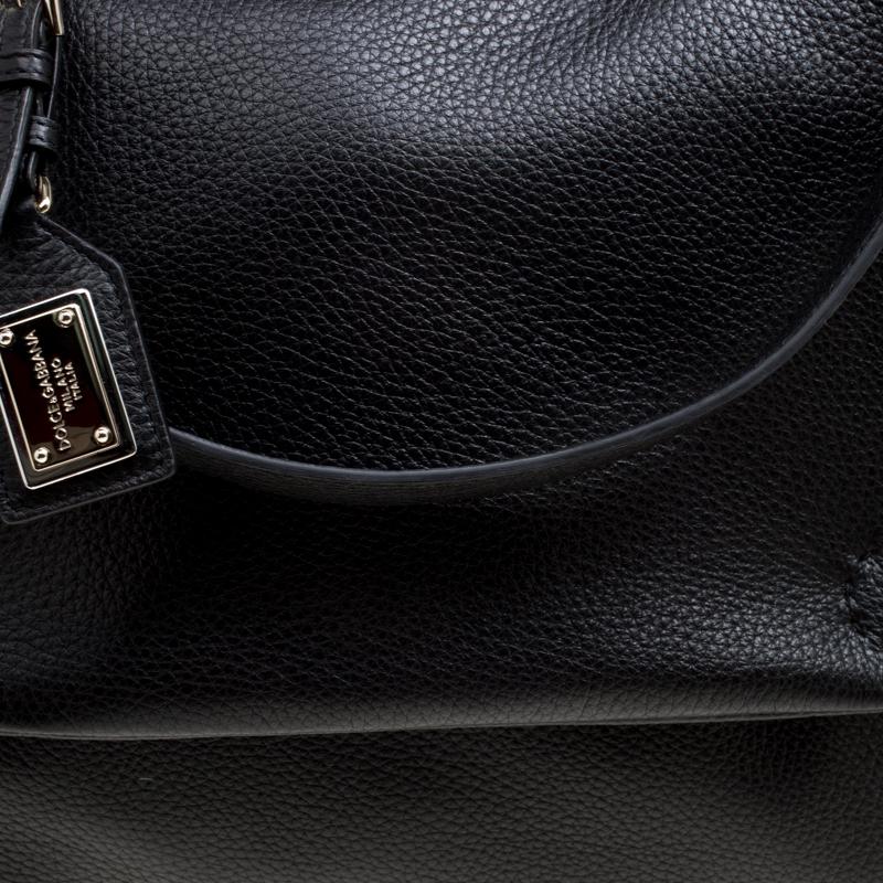 Dolce & Gabbana Schwarzes weiches Leder Große Sicily Top Handle Tasche 3