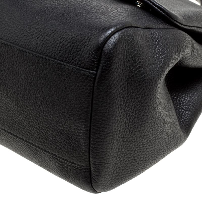 Dolce & Gabbana Schwarzes weiches Leder Große Sicily Top Handle Tasche 5