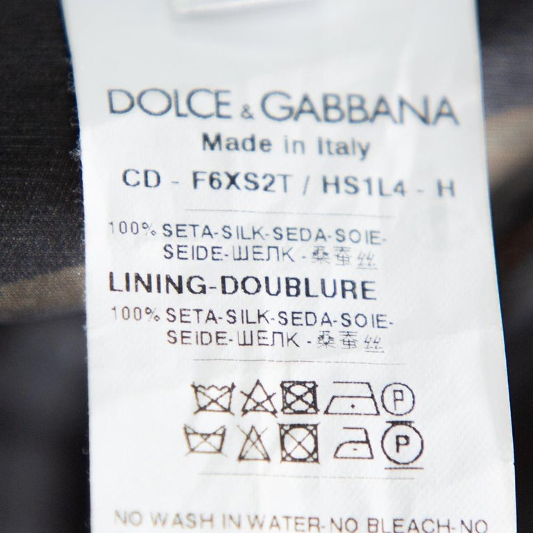 Dolce and Gabbana Black Spaghetti Print Silk Organza Midi Dress S at ...