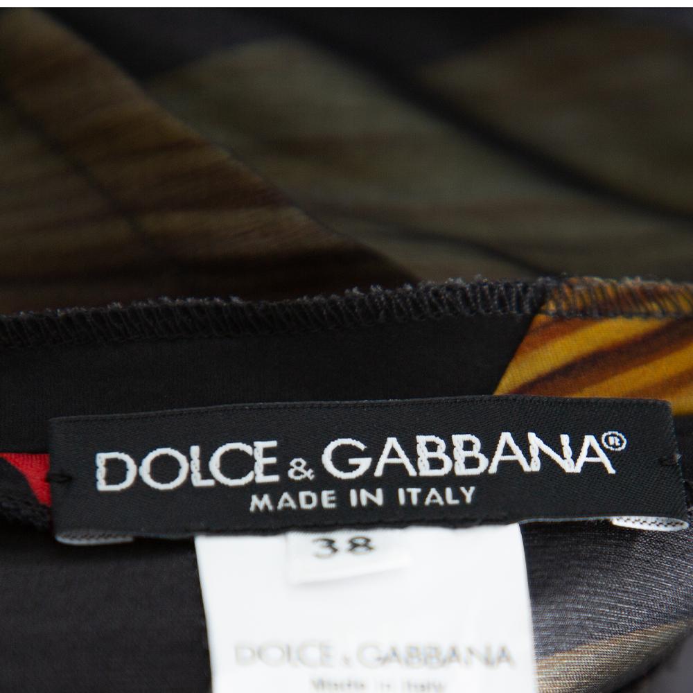 Beige Dolce & Gabbana Black Spaghetti Print Silk Organza Midi Dress S